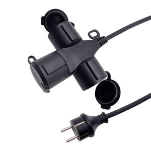 3 kops verlengsnoer zwart (IP44)