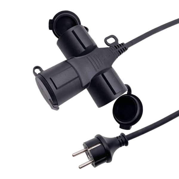 3 kops verlengsnoer zwart (IP44)