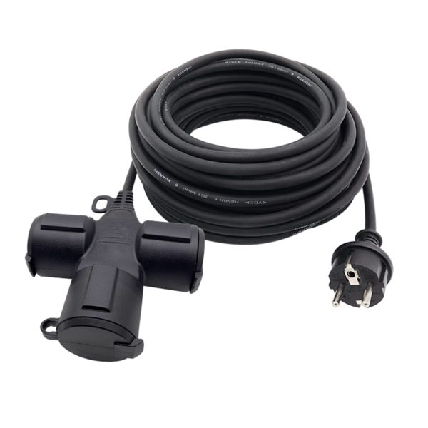 3 kops verlengsnoer zwart (IP44) - Image 3