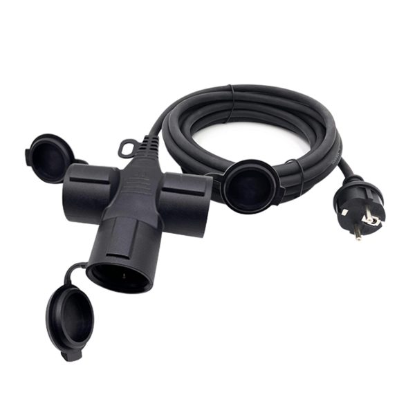 3 kops verlengsnoer zwart (IP44) - Image 4