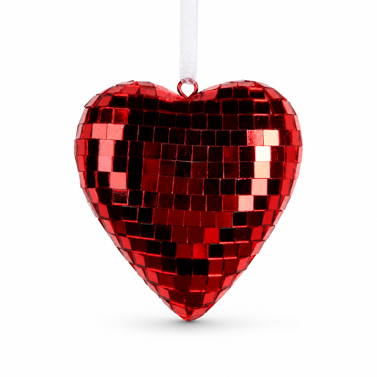 shiny red mirror heart ornament